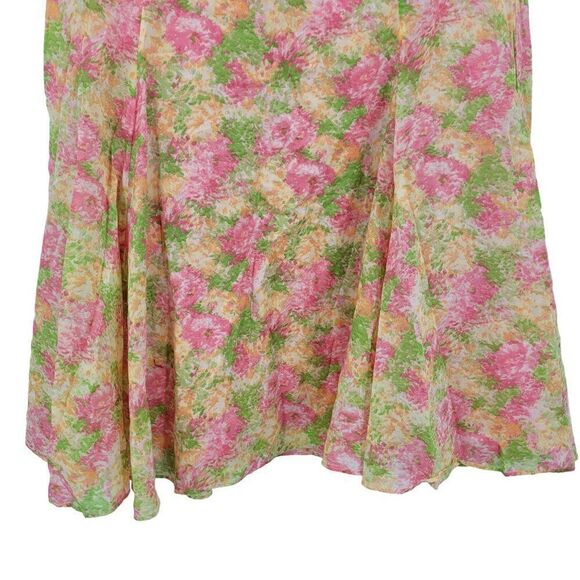 Jones New York Signature Skirt 8 Pink Pastel Floral Print A-Line Cotton Cottage - Picture 5 of 9